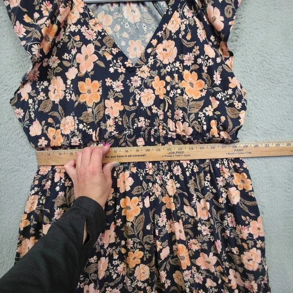 Old Navy Dress Womens XL Blue Tiered Floral Cottagecore Smocked Waist Midi Flowy - Picture 6 of 16